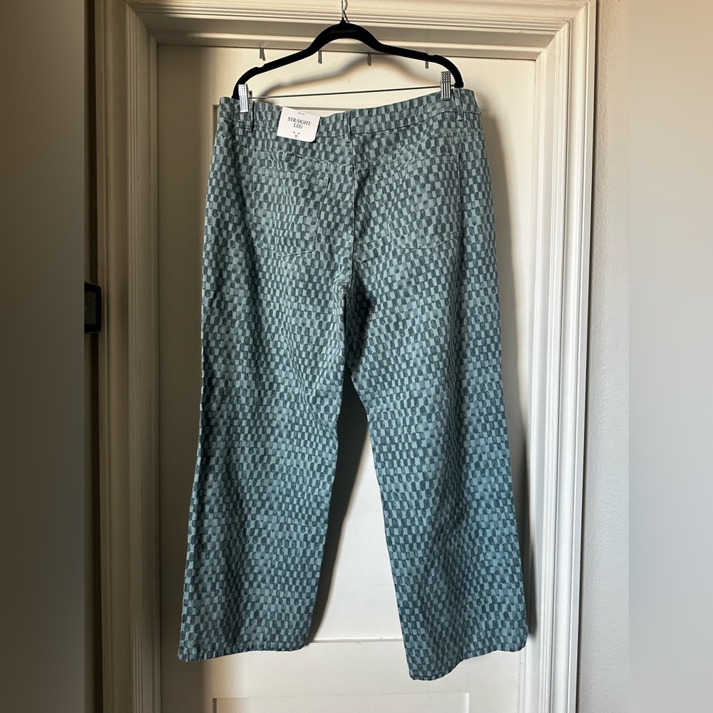2 pc  Checkered Blue Long Sleeve Shirt+Denim Jean